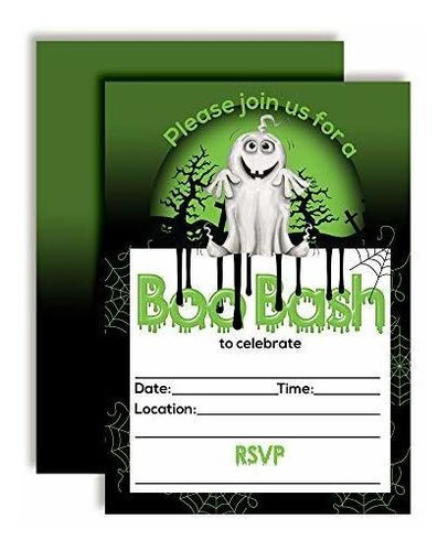 Invitaciones Verdes Del Partido Del Fantasma De Halloween De