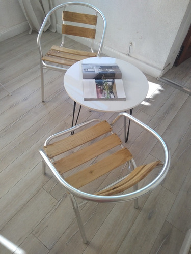 Silla Aluminio Y Madera Apilable