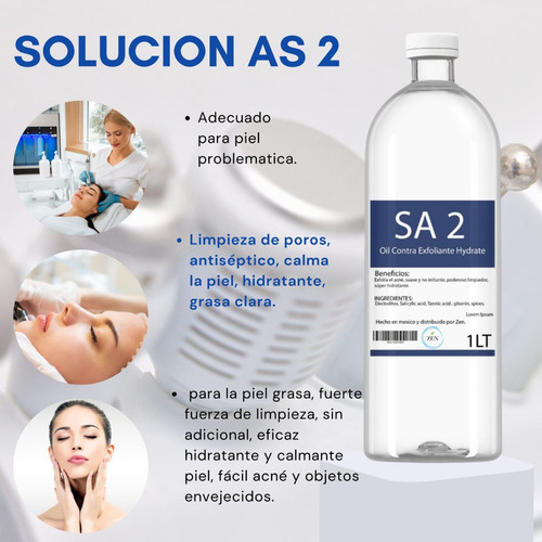 Kit3 Soluciones Hidra Facial Dermoabrasión As1 Sa2 Ao3, 1lt