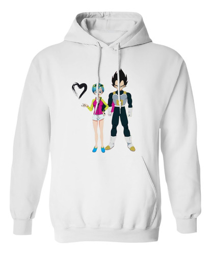 Sudadera Con Gorro Vegeta Y Bulma Enamorados Corazon Black