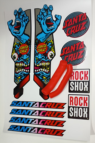 Funda Freno Silicona Bicicleta + Calcos De Vinilo Santa Cruz Rojo