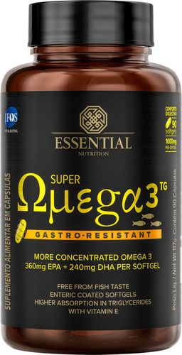 Super Omega 3 Tg Gastro Resistant 90 Cáp Essential Nutrition Sabor 90 Cápsulas