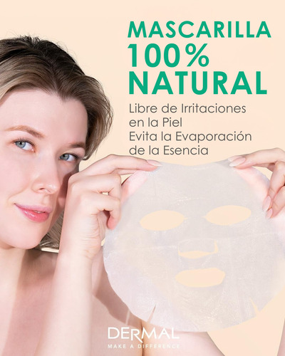 Dermal, Mascarilla Té Verde X10, Hidratante Y Calmante