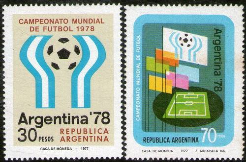 Argentina Serie X 2 Sellos Mint Argentina Sede Copa Mundial De Fútbol: Emblema Argentina78 Año 1978 