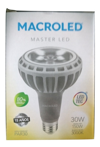 Masterled Par 30 30w E27 Macroled Cri85 24°x1  Villa Crespo 