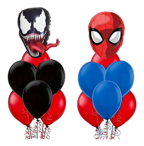 Bouquet De 14 Globos Tematica Spiderman Versus Venom 