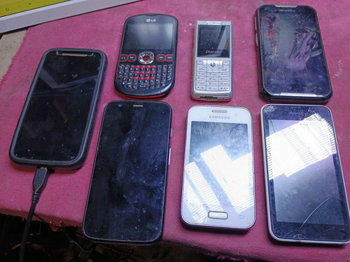 Lote De 7 Teléfonos Celulares Varias Marcas Leer (Usado)