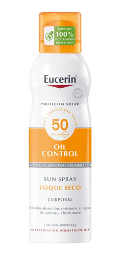 Eucerin Sun Protector Fps50 Spray Transparente Toque Seco