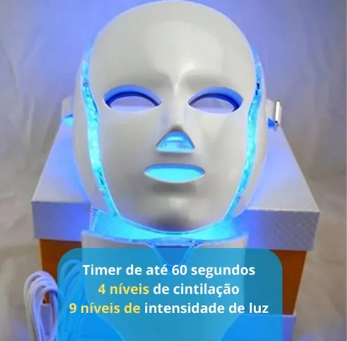 Máscara Led 7 Cores + Pescoço Fototerapia Estética E Beleza