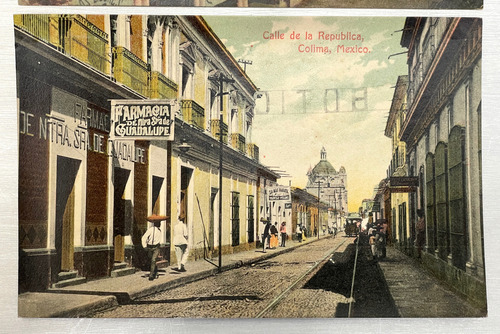 Portal Hidalgo Y Calle Republica Colima 2 Postales Antiguas (Usado)