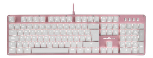 Teclado Gamer Game Factor Kbg400 Qwerty Español España Color Rosa Con Luz Blanca