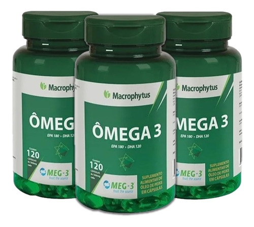 Imagem 1 de 3 de 3x Omega 3  Meg 3 - 1.000mg - 120 Cápsulas Hf Suplements