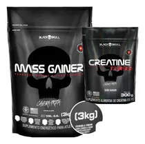 Comprar Kit Hipercalórico Para Engordar Rápido Com Creatina Saboroso Sachet Sabor Baunilha Black Skull em Po 3 kg