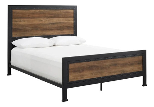 Cama Industrial Parota: Diseño Exclusivo Matrimonial 