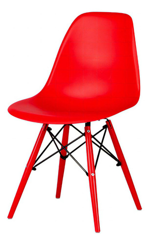 Silla Eames Para Comedor Polipropileno Durable Soporte Metal Estructura De La Silla Rojo