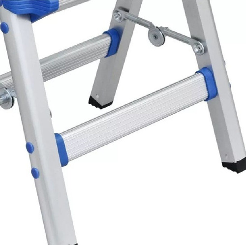 Banquito Escalon Aluminio Reforzado Plegable Galvanizado Gris