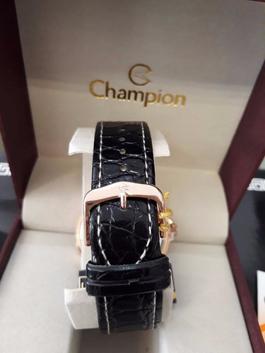 Relógio Masculino Champion Steel Rosê Pulseira De Couro