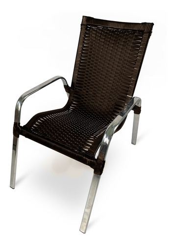 01 Cadeira De Areá Fortaleza- Alumínio E Fibra Sintética/junco/resistente/jardim Tabaco