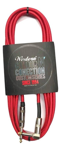 Cable Instrumentos Plug Western 3mts Angulado Textil Rojo