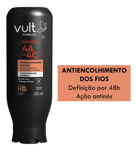 Kit Vult Cabelos Crespos Shampoo Condicionador Máscara Creme