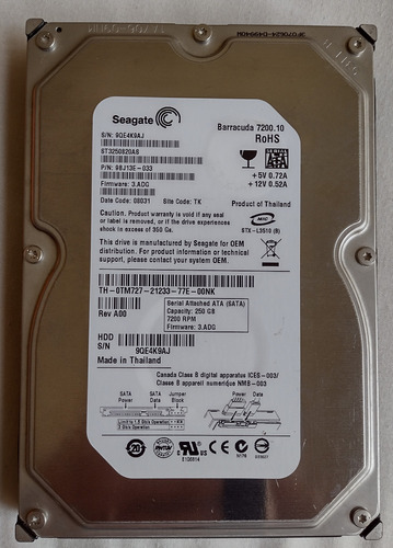 Disco Duro Seagate Barracuda 7200.10 250 Gb   S A T A