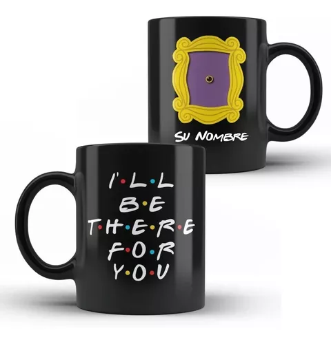 Taza Serie Friends Personalizada Con Nombre (toda Negra)