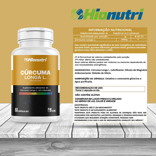 Curcuma Longa L. Premium Hionutri 60 Caps 500 Mg