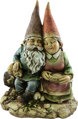 Pareja De Gnomos Sentados De 12 Pulgadas De Alto