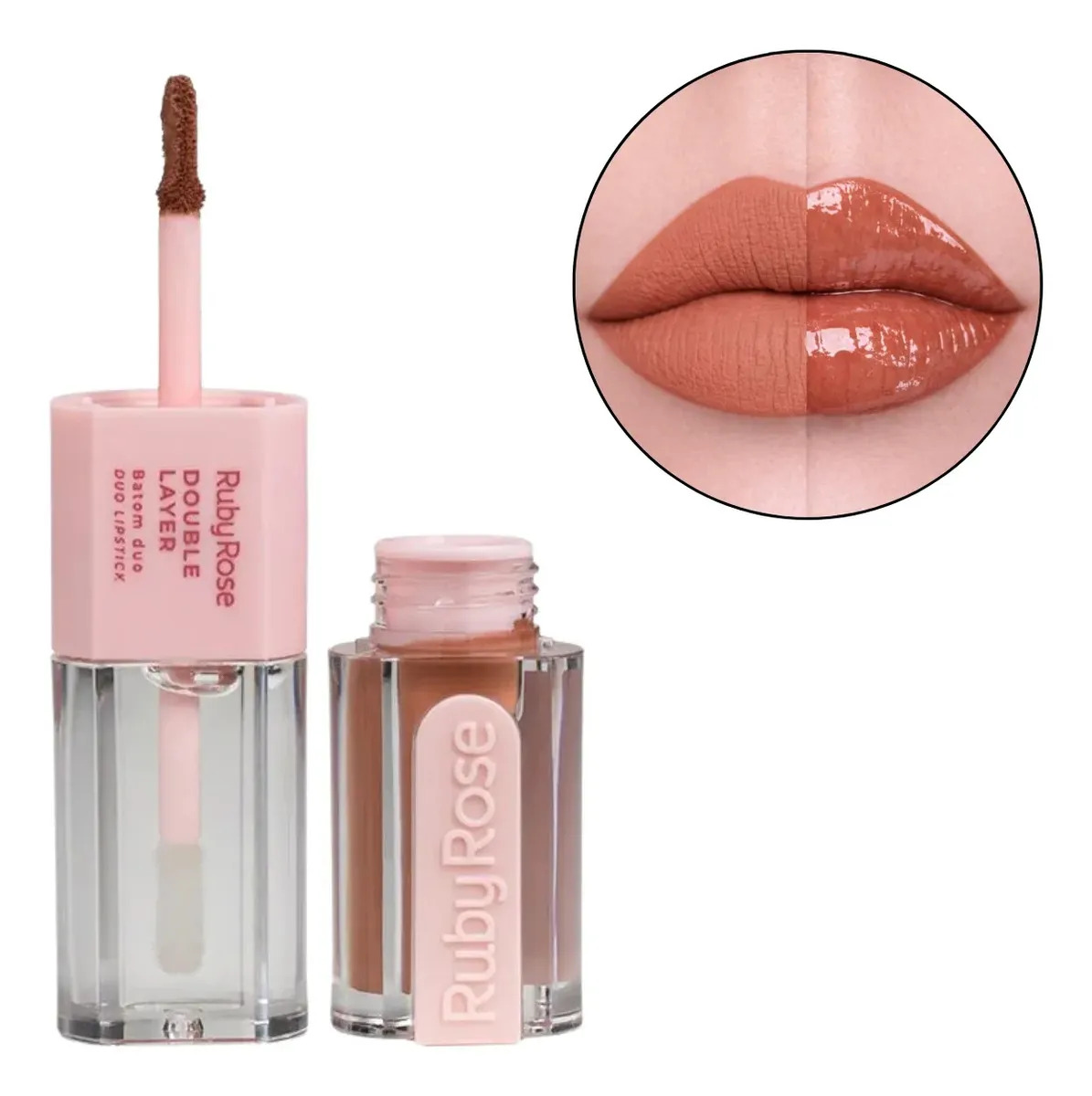Ruby Rose Batom Duo Matte e Gloss Longa Duração Double Layer Dl60