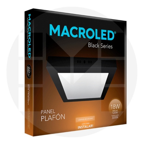 Imagen 7 de 10 de Panel Led Plafon Cuadrado 18w=120 1620l Marco Negro Macroled