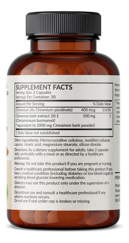Futurebiotics Canela Plus Cromio Suplemento 60 Cápsulas