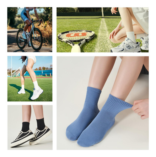 Calcetines De Algodón Para Mujer, 5 Pares Atléticos