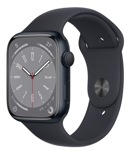 Apple Watch Series 8 GPS - Caja de aluminio medianoche 45 mm - Correa deportiva medianoche - Patrón - Distribuidor Autorizado