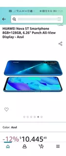 Huawei Nova 5t Smartphone 8gb+128gb, 6.26 Punch All-view Di