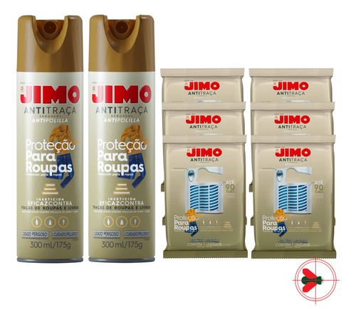 Kit 2 Anti Traça Jimo 300ml + 6 Cartelas Anti Traça Jimo