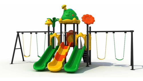 Juego Infantil Champy Green Con 3 Resbaladillas Y Columpios