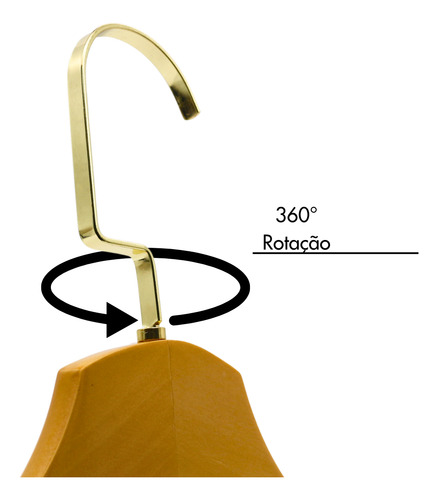 100 Cabide De Madeira Marfim Presilha Hk-t11 Dourado Luxo