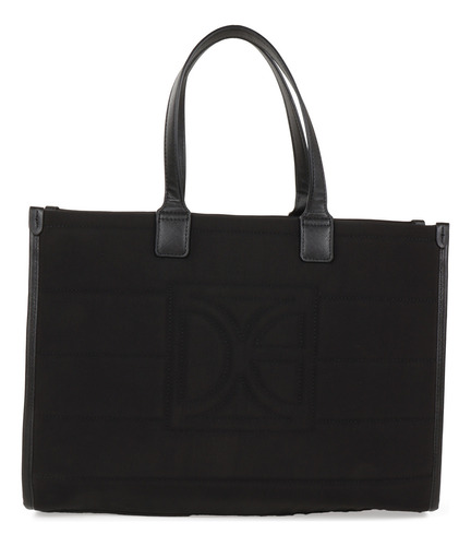 Bolsa Tote Cloe Para Mujer Grande Textil Diseño Acolchado Color Negro