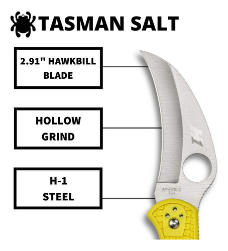 Cuchillo Spyderco Tasman Salt 2 Ligero Con Hoja De Acero H-1