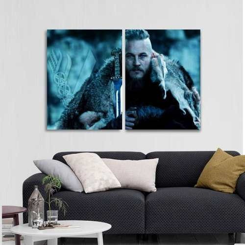 Quadro Vikings Ragnar Lothbrok King Decorativo Em Tecido