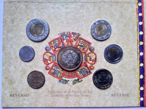 Set 8 Monedas 2000 México Calendario Azteca