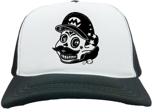 Boné Trucker Americano Super Mario Mexican Skull Oldschool 