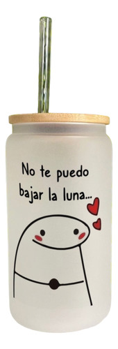 Vaso Vidrio Con Tapa De Bambú Flork Frase Chistosa