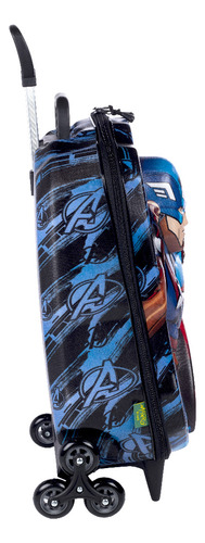 Mochila E Lancheira Em 3d Capitão America Rígida Cor Azul