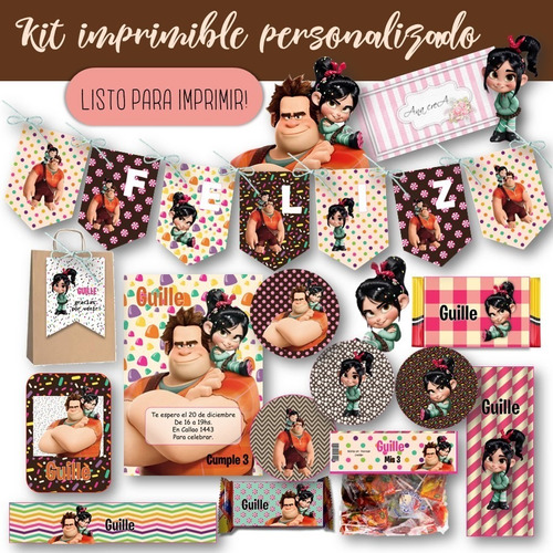 Kit Imprimible Vanellope Ralph Demoledor Mod.1 Personalizado