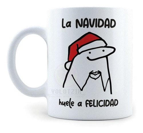 Taza Navideña Flork Deformito Frase Navidad Felicidad M6 Blanco