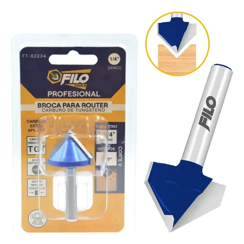 Broca Para Router Rebajado Madera Corte V 90° Filo 1 Pieza | Meses sin ...