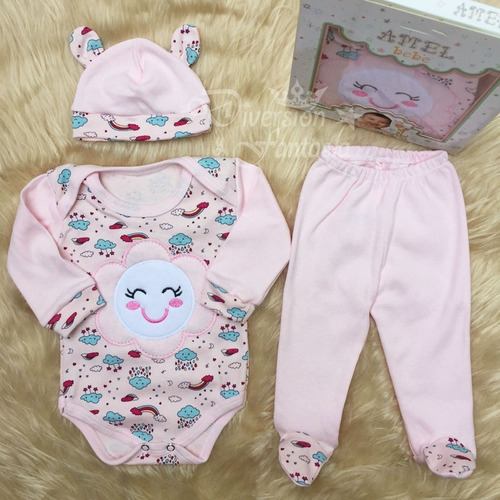 Imagen 2 de 2 de Ajuar X3 Body Y Medio Osito Para Bebas De 0 A 9 Meses