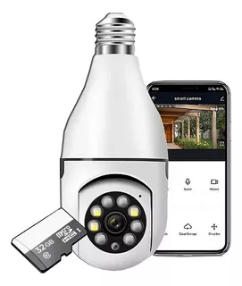 Camera Ip 360 Giratoria Wifi Lampada +cartão De Memória 32gb