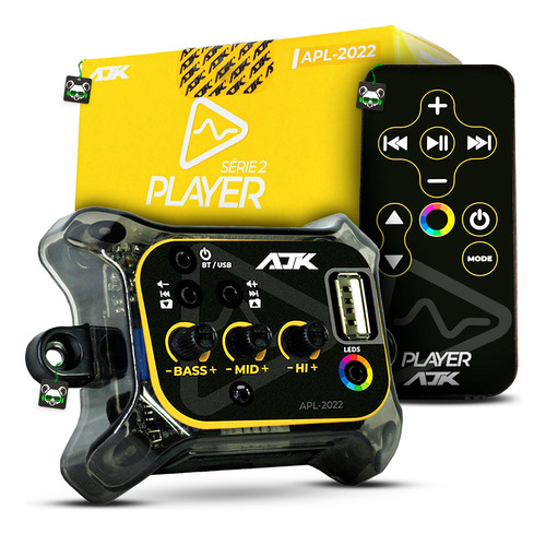Player Amplificado Ajk C/chicote Rca Bluetooth Som Caixa Bob
